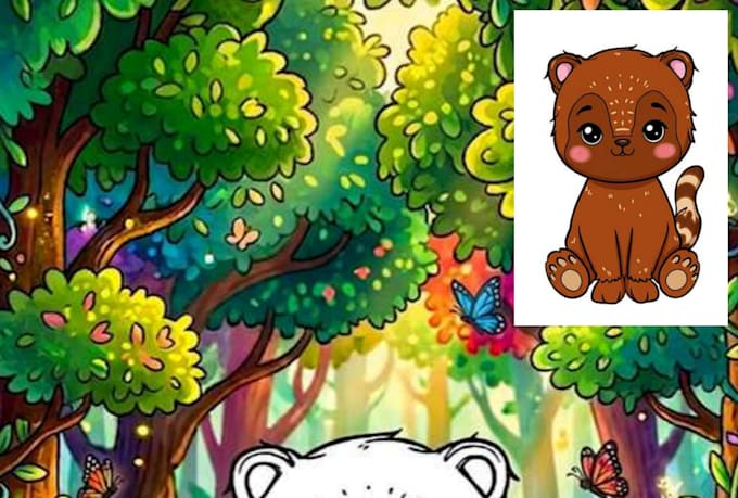 create cute coloring book pages with colorful background